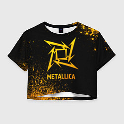 Футболка 3D укороченная женская Metallica - gold gradient, цвет: 3D-принт