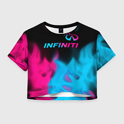 Футболка 3D укороченная женская Infiniti - neon gradient: символ сверху, цвет: 3D-принт