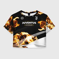 Футболка 3D укороченная женская Juventus legendary sport fire, цвет: 3D-принт