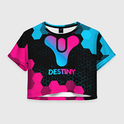 Футболка 3D укороченная женская Destiny - neon gradient, цвет: 3D-принт