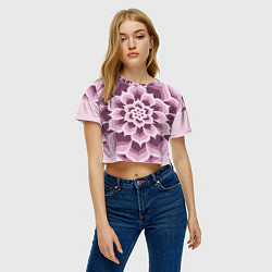 Футболка 3D укороченная женская Цветочный узор в розовых тонах, цвет: 3D-принт — фото 2