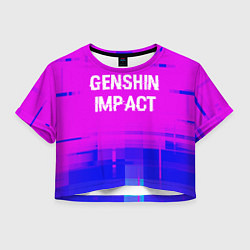 Женский топ Genshin Impact glitch text effect: символ сверху