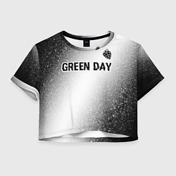 Футболка 3D укороченная женская Green Day glitch на светлом фоне: символ сверху, цвет: 3D-принт