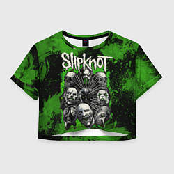 Футболка 3D укороченная женская Slipknot green abstract, цвет: 3D-принт