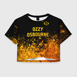 Футболка 3D укороченная женская Ozzy Osbourne - gold gradient: символ сверху, цвет: 3D-принт