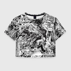 Футболка 3D укороченная женская Человек бензопила манга страницы, цвет: 3D-принт