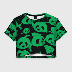 Футболка 3D укороченная женская Panda green pattern, цвет: 3D-принт