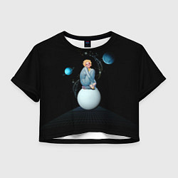 Футболка 3D укороченная женская Pinup женщина на Луне, цвет: 3D-принт