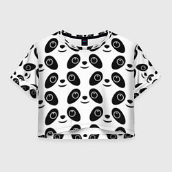 Футболка 3D укороченная женская Panda bing dun dun, цвет: 3D-принт
