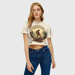 Футболка 3D укороченная женская Первопроходец в винтажном стиле, цвет: 3D-принт — фото 2