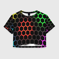 Футболка 3D укороченная женская Gradient hexagon genshin, цвет: 3D-принт
