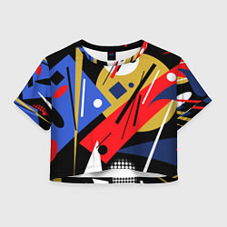 Футболка 3D укороченная женская Абстракция в стиле супрематизм, цвет: 3D-принт