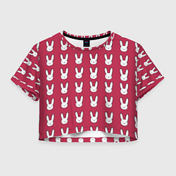 Футболка 3D укороченная женская Bunny Pattern red, цвет: 3D-принт