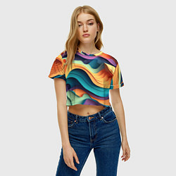 Футболка 3D укороченная женская Цветной рельеф, цвет: 3D-принт — фото 2