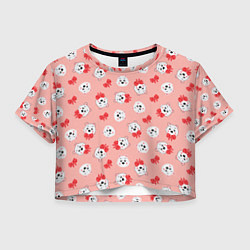 Футболка 3D укороченная женская Белые милые медвежата, цвет: 3D-принт