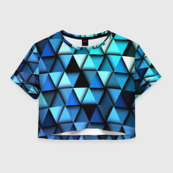 Футболка 3D укороченная женская Blue triangle, цвет: 3D-принт