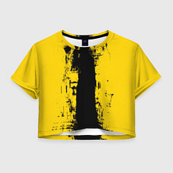 Футболка 3D укороченная женская Вертикальная черно-желтая полоса Cyberpunk 2077, цвет: 3D-принт