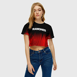 Футболка 3D укороченная женская Ramones red plasma, цвет: 3D-принт — фото 2
