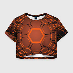 Футболка 3D укороченная женская Оранжевая техноброня, цвет: 3D-принт