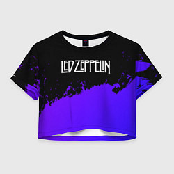Футболка 3D укороченная женская Led Zeppelin purple grunge, цвет: 3D-принт