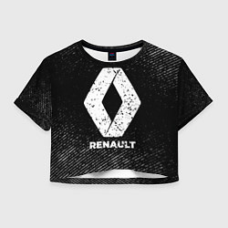 Футболка 3D укороченная женская Renault с потертостями на темном фоне, цвет: 3D-принт