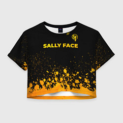 Футболка 3D укороченная женская Sally Face - gold gradient: символ сверху, цвет: 3D-принт