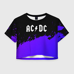 Футболка 3D укороченная женская AC DC purple grunge, цвет: 3D-принт