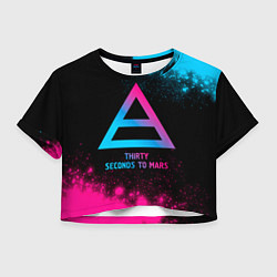 Футболка 3D укороченная женская Thirty Seconds to Mars - neon gradient, цвет: 3D-принт