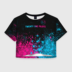 Футболка 3D укороченная женская Twenty One Pilots - neon gradient: символ сверху, цвет: 3D-принт