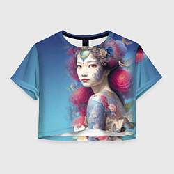 Футболка 3D укороченная женская Japanese girl - irezumi - tattoo - art, цвет: 3D-принт