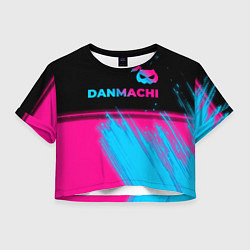 Футболка 3D укороченная женская DanMachi - neon gradient: символ сверху, цвет: 3D-принт