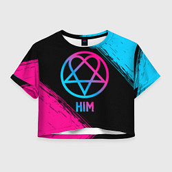 Футболка 3D укороченная женская HIM - neon gradient, цвет: 3D-принт