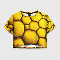 Футболка 3D укороченная женская Желтые объемные плиты, цвет: 3D-принт