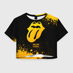 Футболка 3D укороченная женская Rolling Stones - gold gradient, цвет: 3D-принт