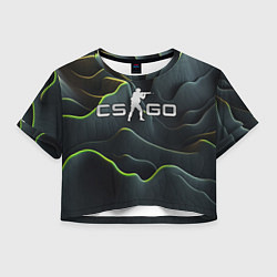 Футболка 3D укороченная женская CSGO green dark texture, цвет: 3D-принт