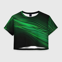 Футболка 3D укороченная женская Green neon lines, цвет: 3D-принт