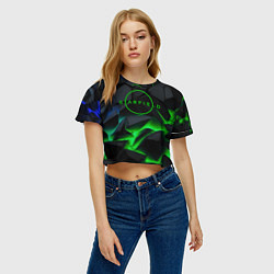 Футболка 3D укороченная женская Stafield logo green fire, цвет: 3D-принт — фото 2