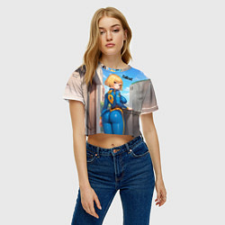 Футболка 3D укороченная женская Fallout game girl, цвет: 3D-принт — фото 2