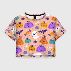 Женский топ Halloween - pumpkins and ghosts
