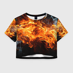 Футболка 3D укороченная женская Black fire style, цвет: 3D-принт