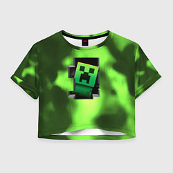 Футболка 3D укороченная женская Creeper acid, цвет: 3D-принт