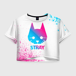 Футболка 3D укороченная женская Stray neon gradient style, цвет: 3D-принт