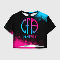 Футболка 3D укороченная женская Pantera - neon gradient, цвет: 3D-принт