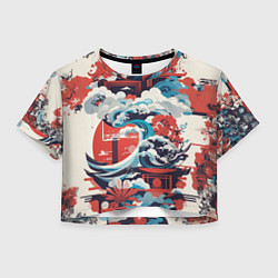 Футболка 3D укороченная женская Рисунок в Японском стиле, цвет: 3D-принт
