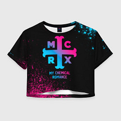 Футболка 3D укороченная женская My Chemical Romance - neon gradient, цвет: 3D-принт