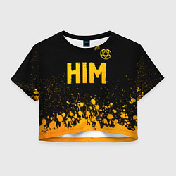 Футболка 3D укороченная женская HIM - gold gradient посередине, цвет: 3D-принт