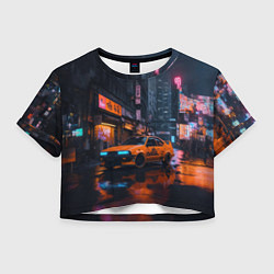 Футболка 3D укороченная женская Оранжевый автомобиль, цвет: 3D-принт