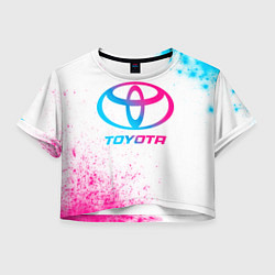 Футболка 3D укороченная женская Toyota neon gradient style, цвет: 3D-принт