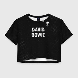 Футболка 3D укороченная женская David Bowie glitch на темном фоне посередине, цвет: 3D-принт