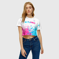 Футболка 3D укороченная женская In Flames neon gradient style посередине, цвет: 3D-принт — фото 2